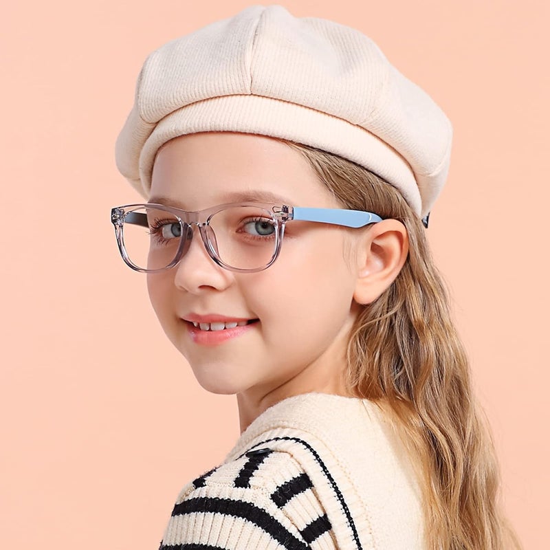 FANNYGO Store 3 Pack kids Blue Light Blocking Glasses For Girls And Boys Computer Blue Light Blocking Glasses For Age 3-9 (Black + Light purple + Light gray) - Image 4